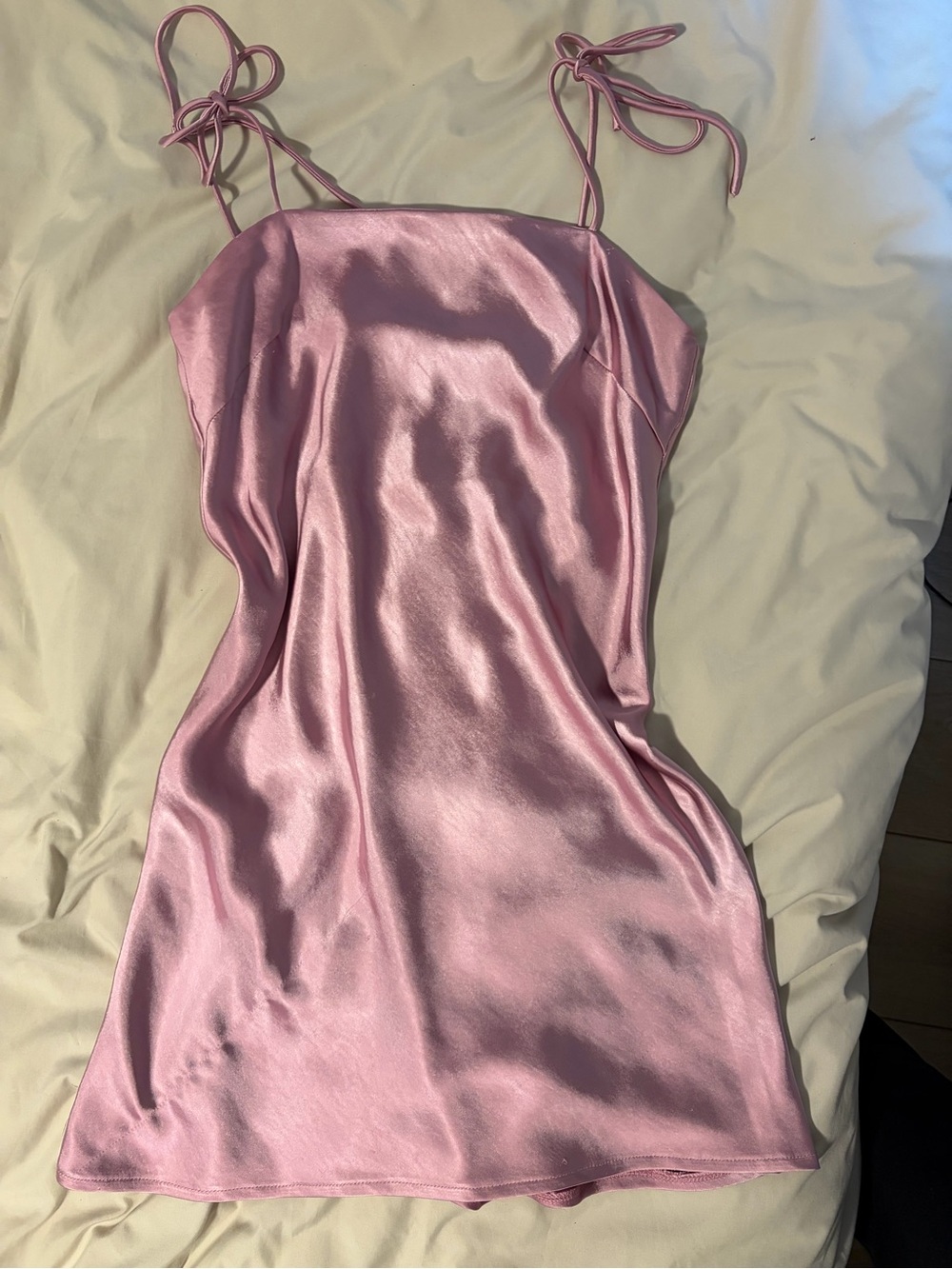 Princess Polly Pink Satin Tie-Shoulder Mini Dress